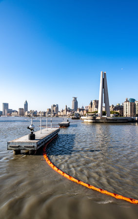 Boston Harbor and Financial District in Massachusetts, United States of America.の写真素材