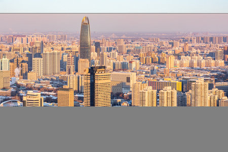 Aerial view of the city of Shanghai, China. Shanghai is the capital and largest city of China.の写真素材