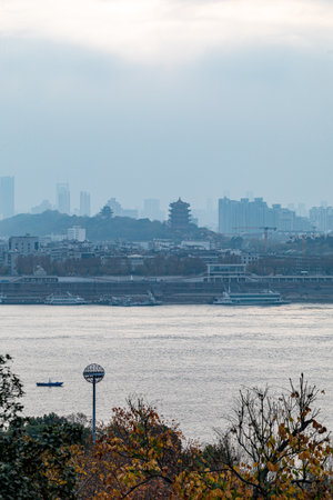 A view of the city of Seoul in South Korea in the eveningの写真素材