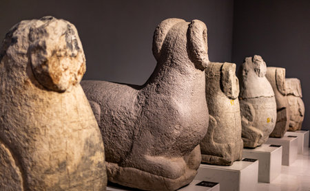 Statues of Egyptian gods in the Museum of Anatolia, Istanbul, Turkeyの写真素材