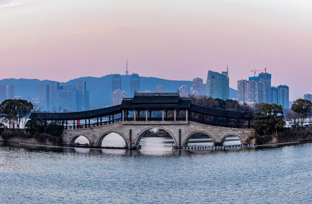 Sunset view of Gyeongbokgung Palace in Seoul, South Koreaの写真素材