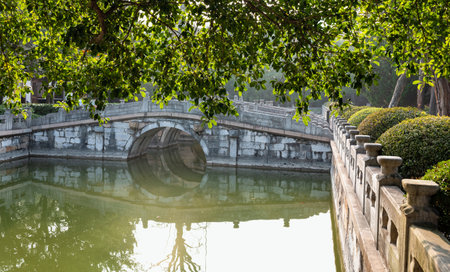 Stone bridge in the park.の写真素材