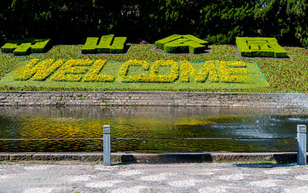 The flower garden in Lisbon, Portugalの写真素材