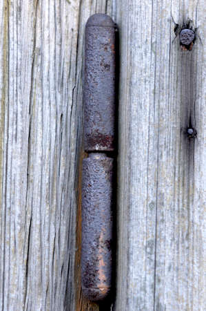 old wooden window frame with a hingeの写真素材