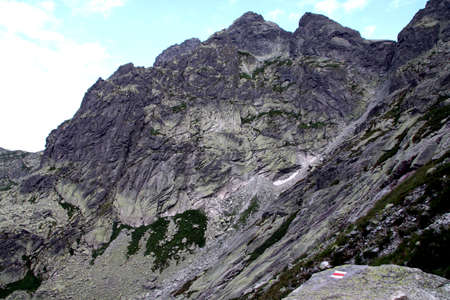 The red trail to Rysy from the SÅowacka side, a section from Chata pod Rysamiの写真素材