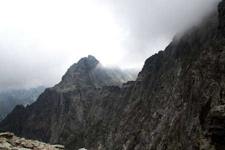 The red trail to Rysy from the SÅowacka side, a section from Chata pod Rysamiの写真素材
