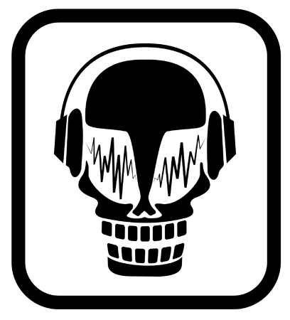 Skull in headphonesのイラスト素材