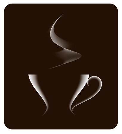 vector white coffee cup on dark brown background のイラスト素材