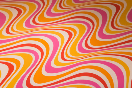 Vintage seventies wallpaper paper pattern yellow redの写真素材