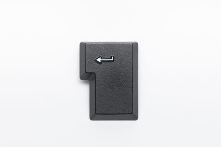 Single black keys of keyboard with different letters