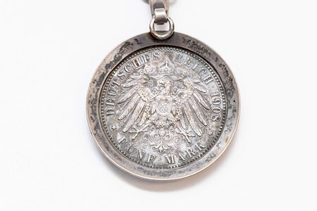 5 Mark Silbermuenze 1908 Sachsen-Weimar-Eisenach 350 Jahre Uni Jena Rueckenの写真素材