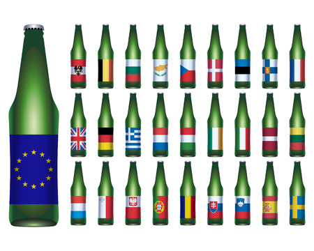 EU Flags on Beer Bottles のイラスト素材