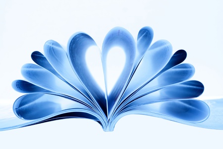 Magazine folded to heart shapeの写真素材