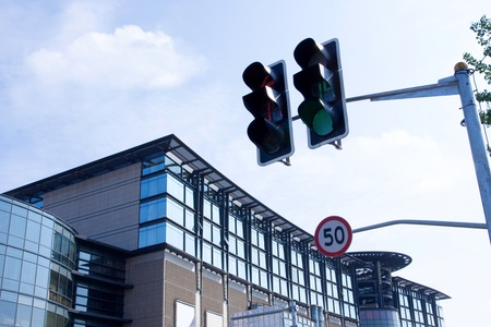 Modern building and Traffic signal