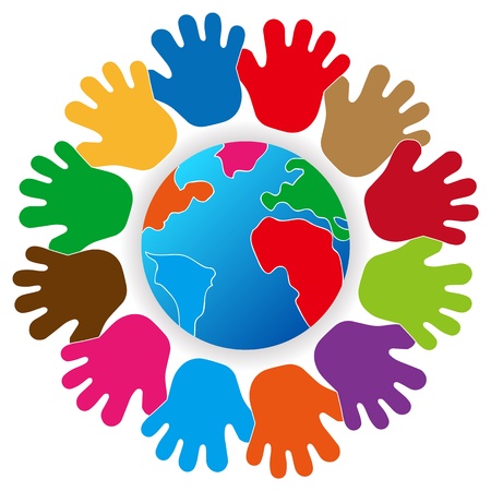 Vector Earth protected by handsのイラスト素材