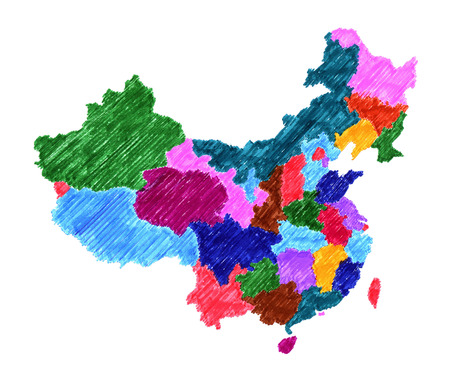 Administrative map of China isolated on whiteの写真素材