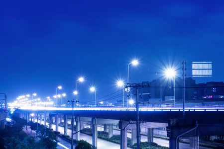 City viaduct road night sceneの写真素材