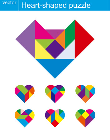 Vector Heart Puzzle pattern isolated on whiteのイラスト素材