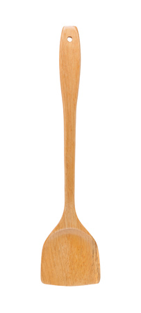Wooden spatula on a white backgroundの写真素材