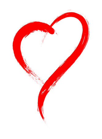 Heart shape frame with brush painting isolated on white backgroundのイラスト素材