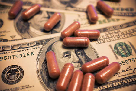 Capsule on the one hundred dollars billsの写真素材