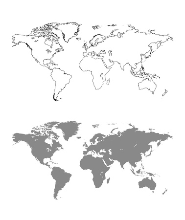 World map with outlineのイラスト素材