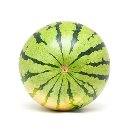 Whole watermelon isolated on white backgroundの写真素材