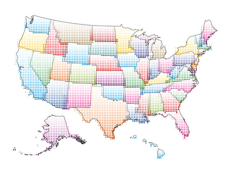 map of the United States of America with Halftone Patternのイラスト素材
