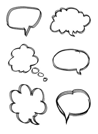 Speech bubble with brush stroke isolated on white backgroundの写真素材
