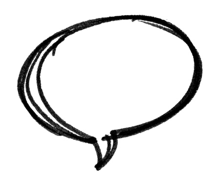 Speech bubble with brush stroke isolated on white backgroundの写真素材