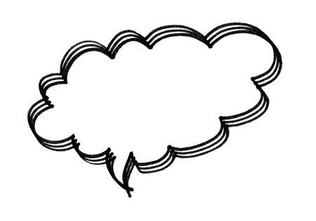 Speech bubble with brush stroke isolated on white backgroundの写真素材