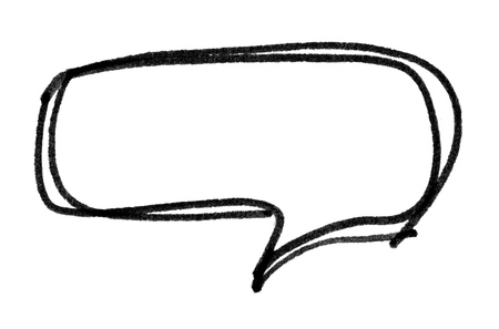 Speech bubble with brush stroke isolated on white backgroundの写真素材