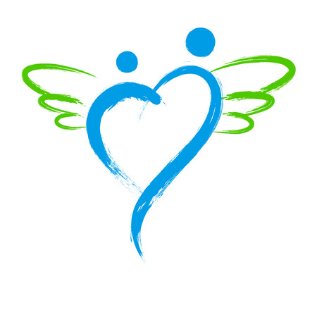 angel symbol with heart shape isolated on white backgroundのイラスト素材