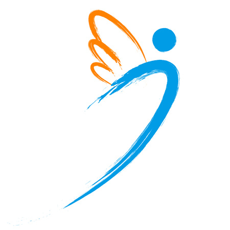 angel symbol with brush painting isolated on white backgroundのイラスト素材