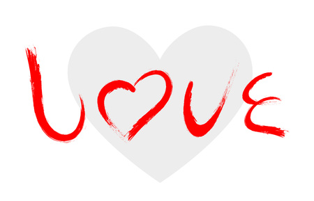love character with brush painting isolated on white backgroundのイラスト素材