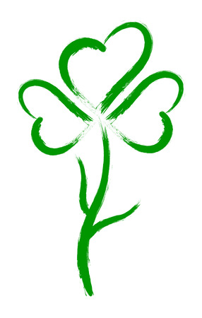 clover with brush painting heart isolated on white backgroundのイラスト素材