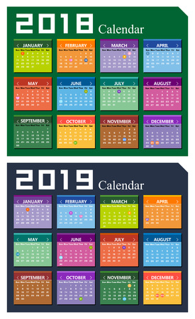 year of 2018 and 2019 calendar backgroundのイラスト素材