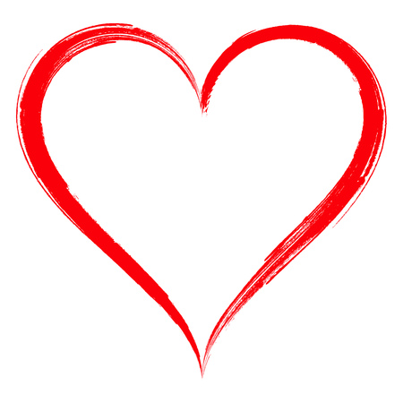 Heart shape frame with brush painting isolated on white backgroundのイラスト素材