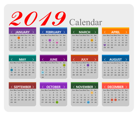 year of 2019 calendar backgroundのイラスト素材