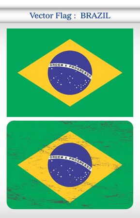 Vector grunge flag of Brazil backgroundのイラスト素材