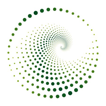 Vector green spiral pattern with dots isolated on whiteのイラスト素材