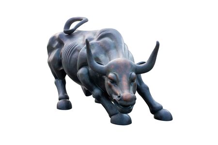 Bronze bull isolated on white backgroundの写真素材