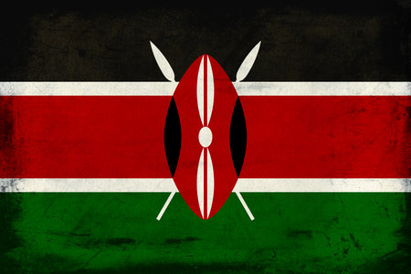 Grunge Kenya Flag. Wrinkled paper texture. Vector illustration.の写真素材