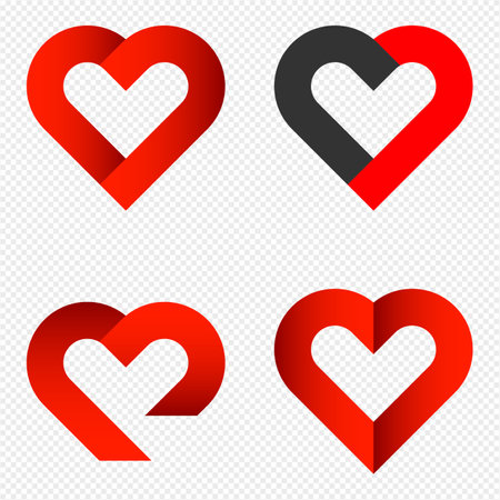 Heart Icon Set Isolated On Transparent Background. Vector Illustrationのイラスト素材