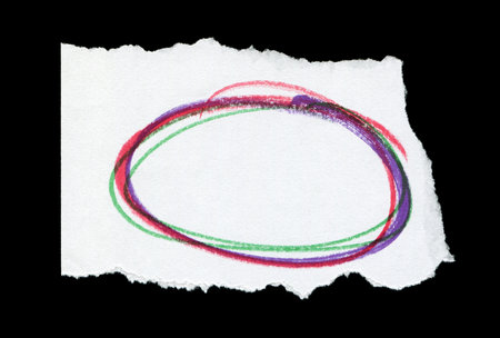 Grunge brush stroke painted frame on paper isolated on blackの写真素材