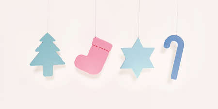 3D illustration of a simple and cute Christmas decorationの写真素材