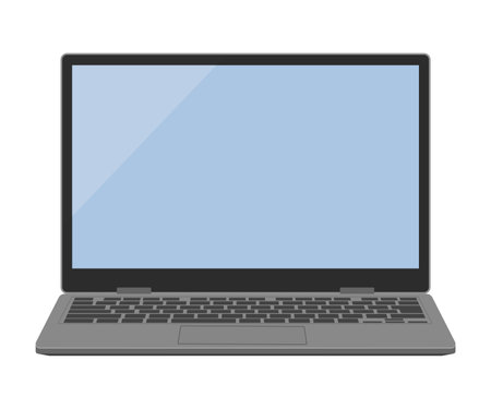 Illustration of a simple and stylish gray laptop computerのイラスト素材