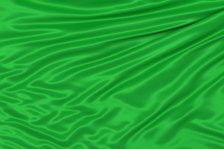 Beautiful crinkled fabric 3D in glossy greenの写真素材