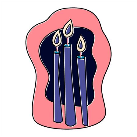 Fortune teelling, divination isolated candles for mystic sphere of activity, shop. Witch store. Idea Taromancy, esoteric books, presentation, website. Furtive telling and witchcraft icons. Vector doodle  illustrationsのイラスト素材