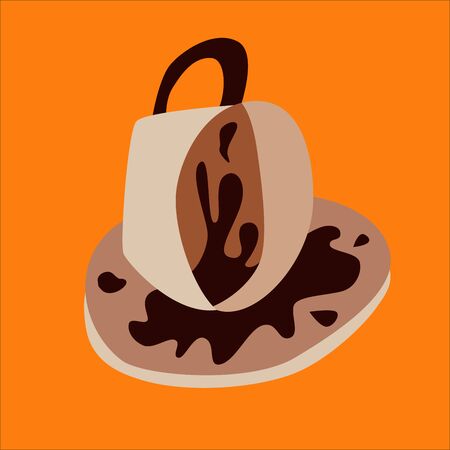 Fortune teelling, divination isolated cup of coffee for mystic sphere of activity, shop. Witch store. Idea Taromancy, esoteric books, presentation, website. Furtive telling and witchcraft icons. Vector doodle  illustrationsのイラスト素材